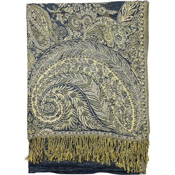 Luxurious Double Layered Jacquard Big Paisley Pashmina Shawl Wrap Scarf - Picture 5 of 5